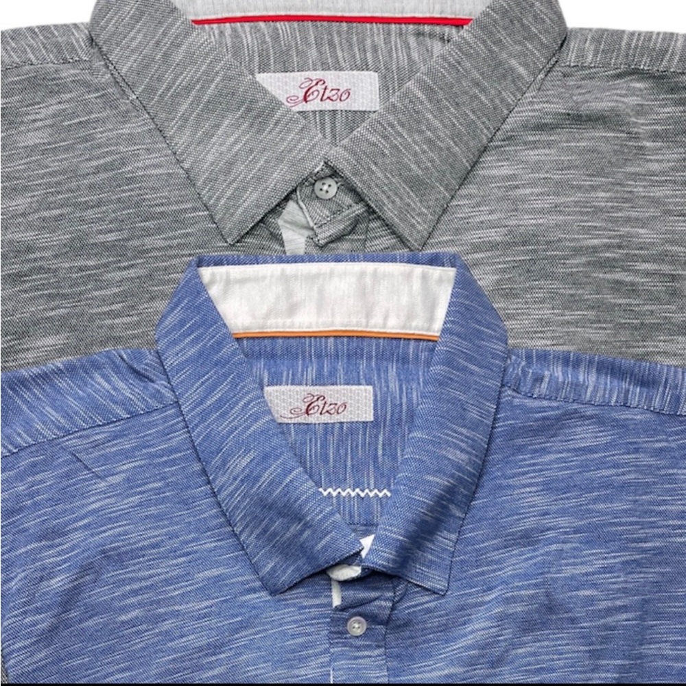 Bundle of 2 ETZO Mens 4XL Shirts Blue Gray Long Sleeve Button Down Stretch